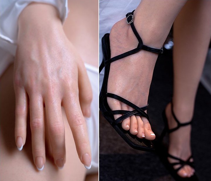 Hand veins and toes in a sandal